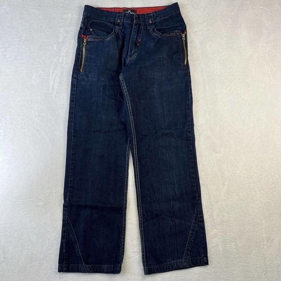 Vintage Y2K Red Ape Baggy Jeans 30x30 Dark Blue Grunge Gothic Cyber Embroidered - Picture 2 of 14